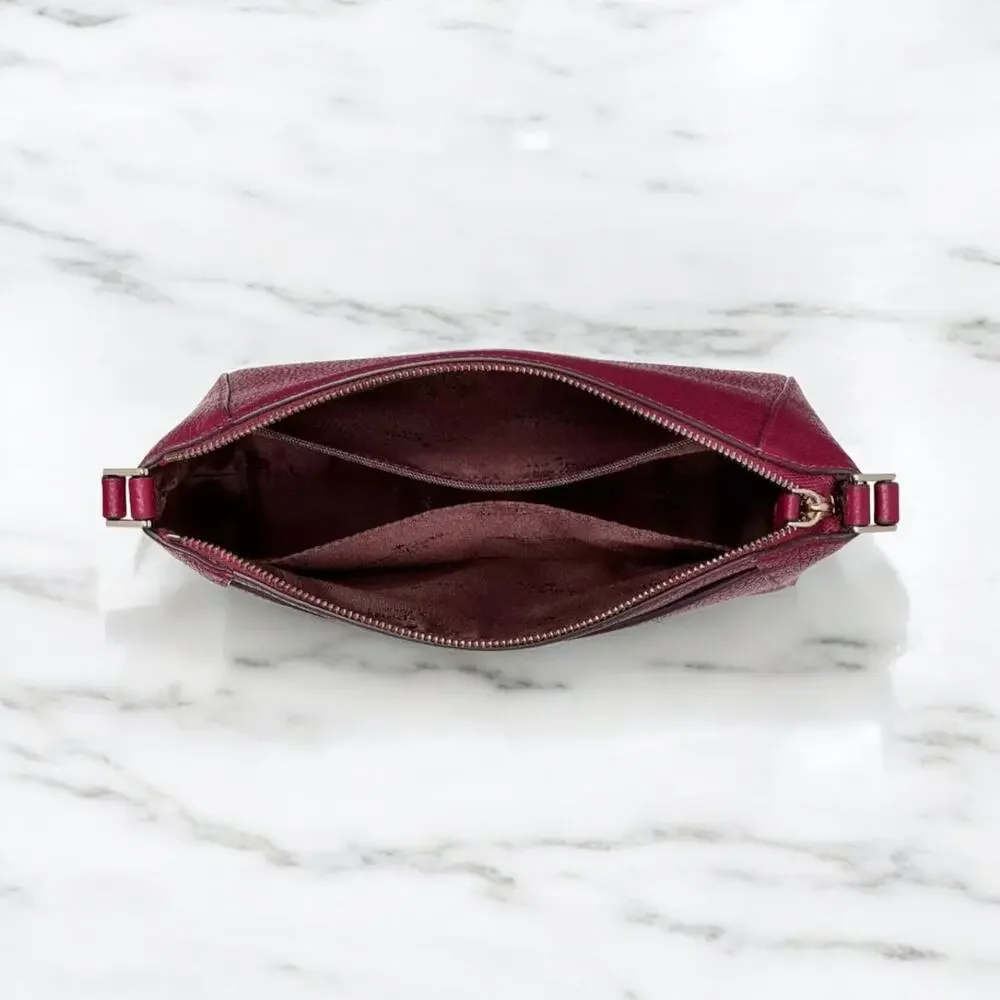 Kate Spade Monica Crossbody Pebbled Leather Purse Dark Raspberry WKR00258